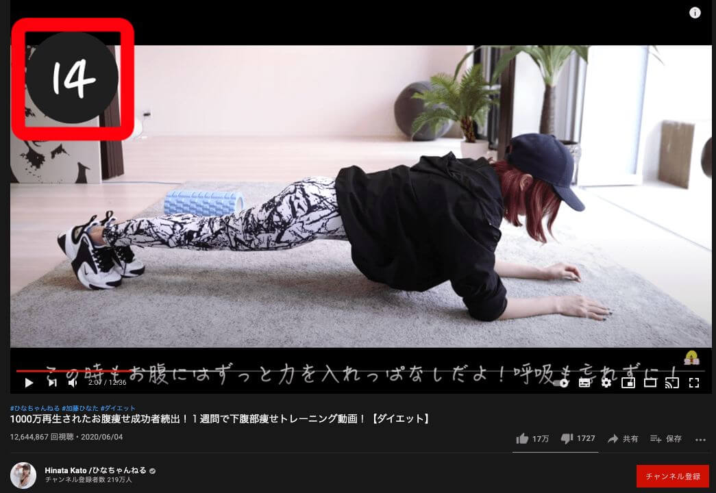 youtube_fitness_hinachannel count