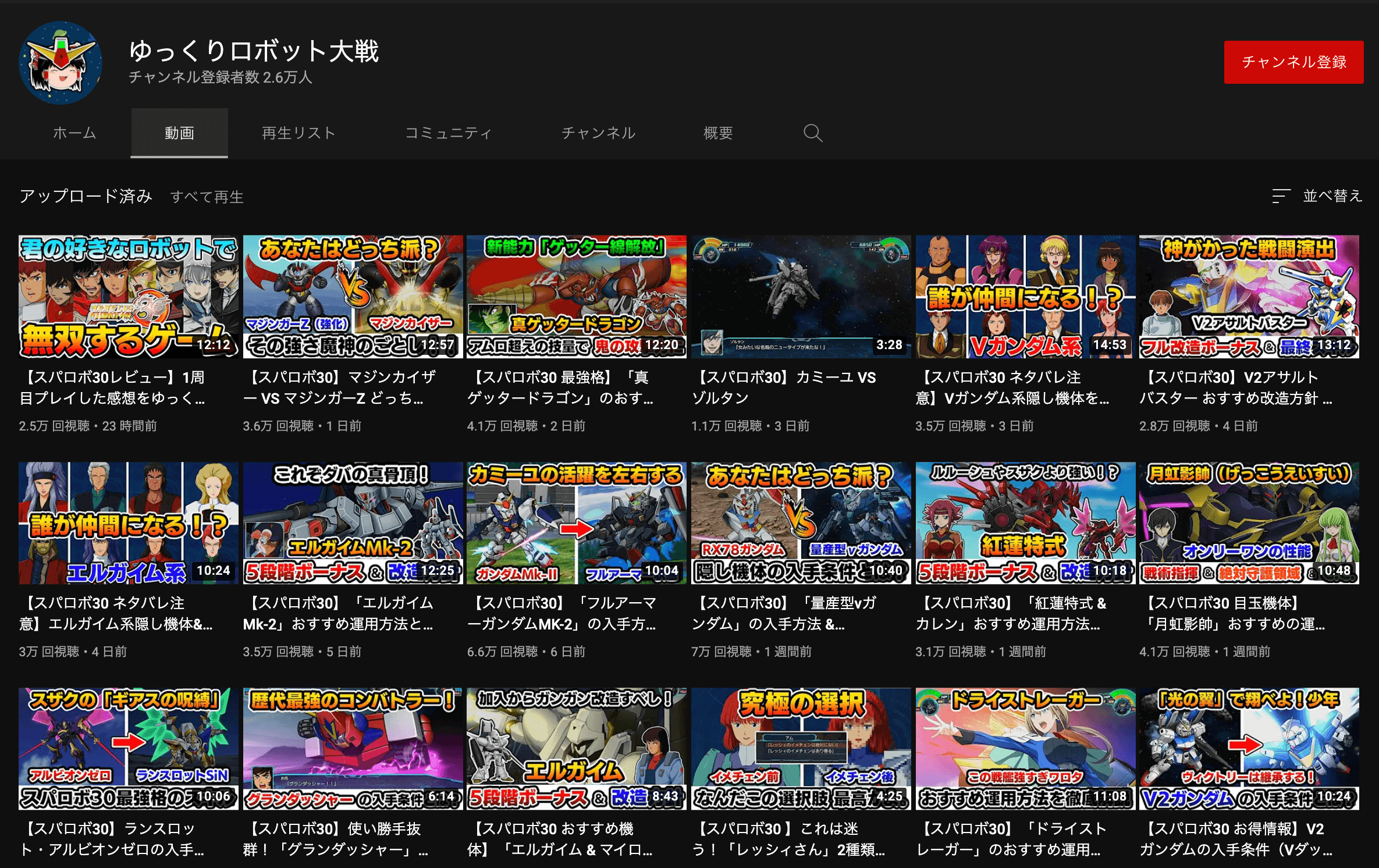 YouTube channnel-related to super robot